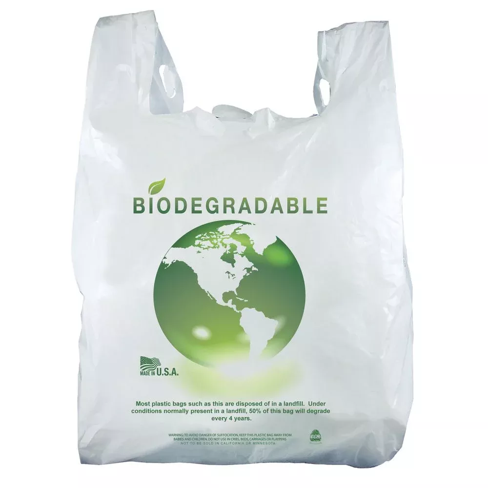 .65 mil T-Shirt Style World Graphic Plastic Bag – 13″W x 7 1/2″D x 24″H