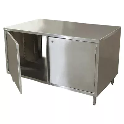BK Resources CST-3030HL2 – Dual Access Chef Table, cabinet base with hinged doors & locks, 30″W x 30″D, stainless steel top