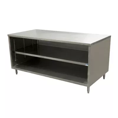 BK Resources CST-3672 – Chef Table, cabinet base with open front, 72″W x 36″D, stainless steel top