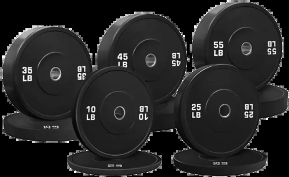 French Fitness Olympic Black Bumper Plate Set 340 lbs – Blank (New)
