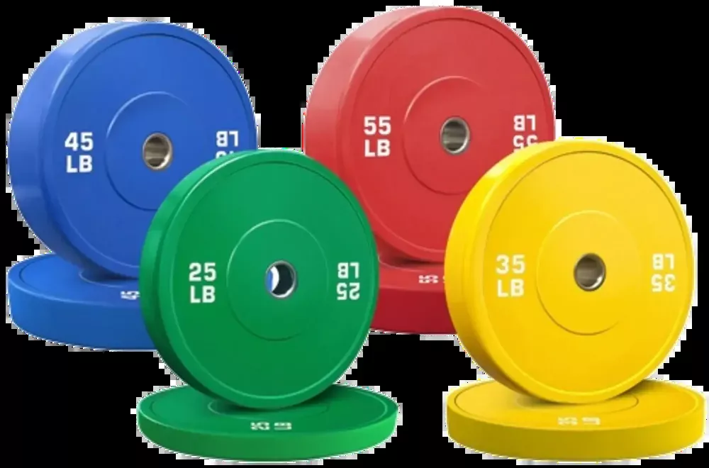 French Fitness Olympic Colored Bumper Plate Set 320 lbs – Blank (New)