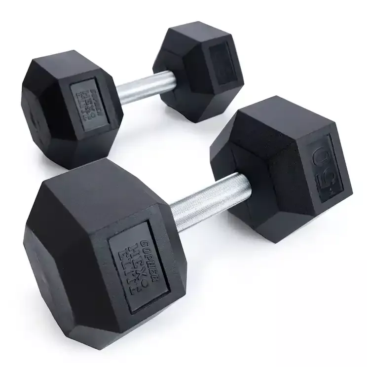 HexElite Rubber-Coated Dumbbells