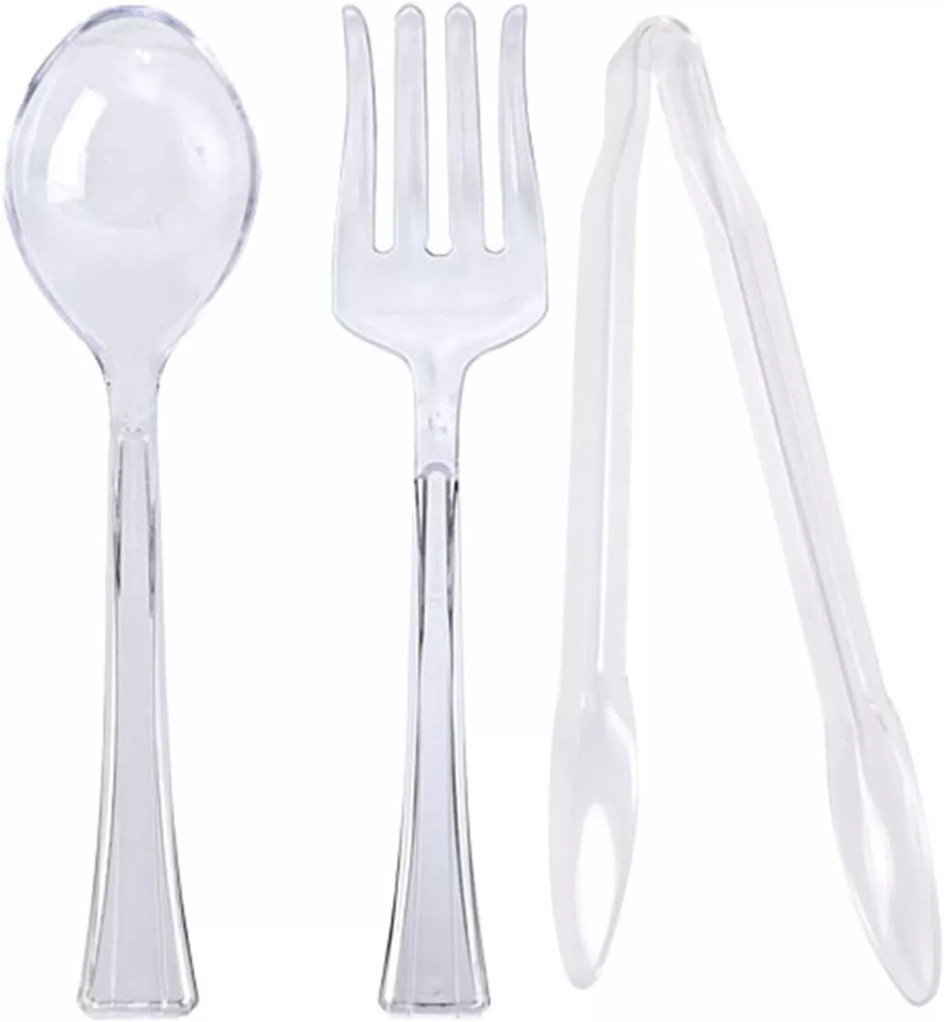 TigerChef Heavy Duty Disposable Clear Plastic Serving Utensils, Set of 12