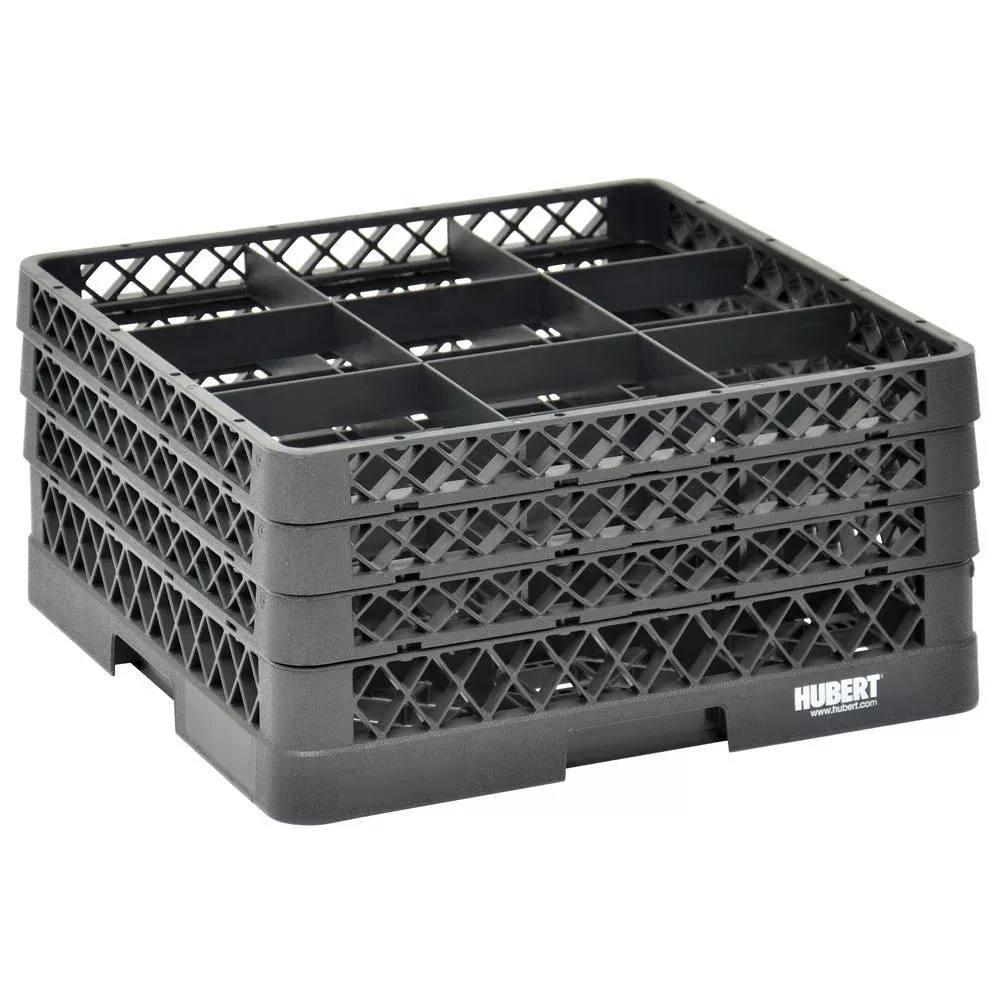 Vollrath Traex Black Plastic 9 Compartment Dishwashing Rack With Three Open Extenders – 19 3/4″L x 19 3/4″W x 8 3/4″H