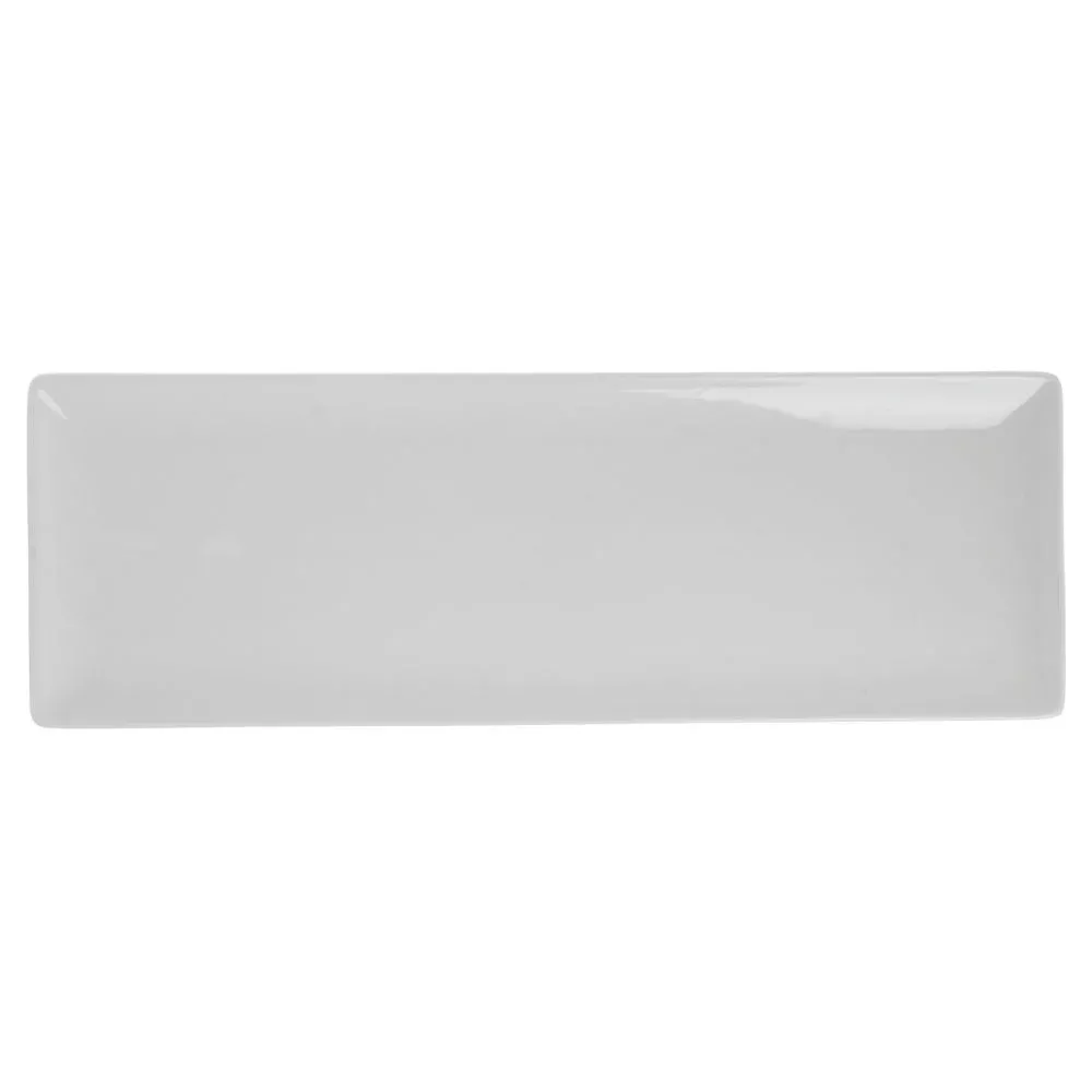 World Slate Rectangular Coupe Bright White Porcelain Plate – 16 1/4″L x 5 1/2″W