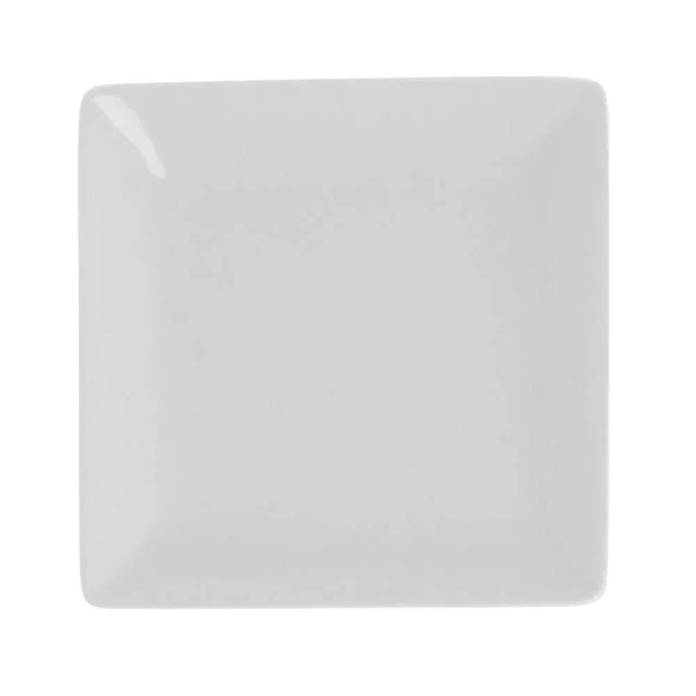 World Slate Square Coupe Bright White Porcelain Plate -4″Sq