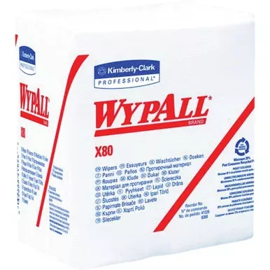 WypAll Power Clean X80 Heavy Duty Cloths, 1/4 Fold