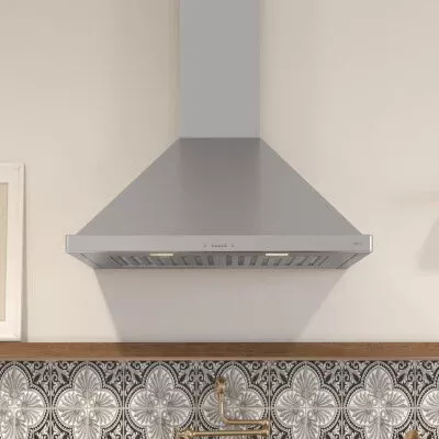 Zephyr ZSI-E36BS-ES – 36″ Wall Mount Range Hood, Hybrid Baffle Filter, Stainless Steel