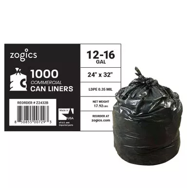 Zogics 12-16 Gallon Can Liners, 24
